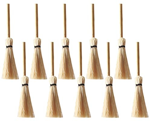 TOYANDONA 12Pcs Miniature Witch Brooms Straw Broom Mini House Decorations Mini Broomstick Ornaments Halloween Party Costume Witch Broom Age 3+