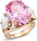 YourJewelleryBox Ladies pink ring oval round rose gold three stone cz cocktail big steel new 3789 (Q)