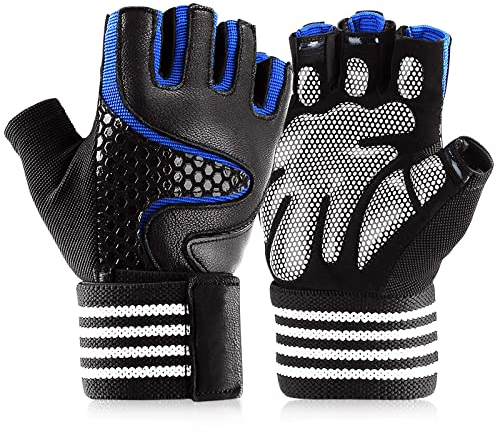 PUPOW Fitness Handschuhe, Trainingshandschuhe Herren und Damen, Gym Handschuhe mit Handgelenkstütze und Palm Schutz für Krafttraining, Gewichtheben