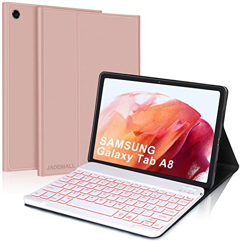 Keyboard Case for Samsung Galaxy Tab A8 10.5, 7 Colors Backlight Magnetically Detachable Wireless Bluetooth Keyboard with Premium PU Leather Cover for Galaxy Tab A8 10.5 2022 (SM-X200/X205/X207)
