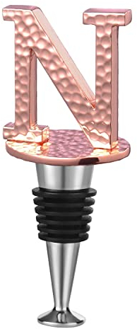 Miicol Prosecco Stopper, Champagne Gift, Initial Bottle Stopper, Wine Accessory, Reusable Bottle Saver for Prosecco, Champagne, Letter N