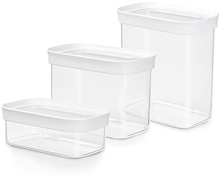 Emsa N11427 Optima 3-teiliges Trockenvorratsdosen-Set | 0,45/1/1,6 Liter | rechteckig | 100% sicher/hygienisch/unbedenklich/platzeffizient | Frischedichtung | BPA-frei | transparentes Design