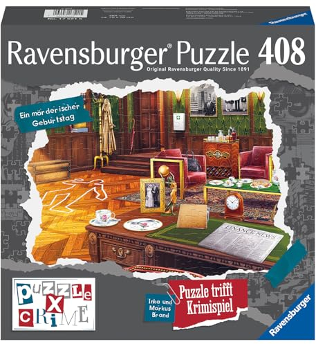 Ravensburger Puzzle X Crime - EIN mörderischer Geburtstag - 408 Teile Puzzle-Krimispiel für 1-4 Spieler