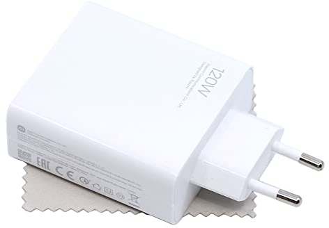 Cargador para Xiaomi MDY-13-EE 120W para Xiaomi 12T 5G, 12T Pro 5G, 12 Pro, 11T Pro, Poco F4 GT, Redmi Note 11 Pro Plus 5G (sin cable) Hyper Charge con paño de limpieza de pantalla mungoo