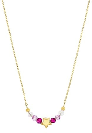 Prinzessin Lillifee Collier Edelstahl Mädchen Kinder Halsschmuck, mit Schmuckstein synth., 35+3 cm, Gold, Stern, Kommt in Schmuck Geschenk Box, 2035300