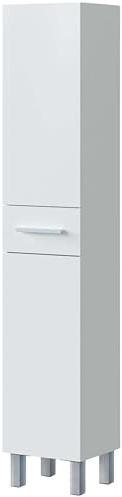 ARKITMOBEL Columna de Baño Athena Estilo Contemporáneo 2 Puertas y 1 cajón Color Blanco Brillo 182x35x31 cm