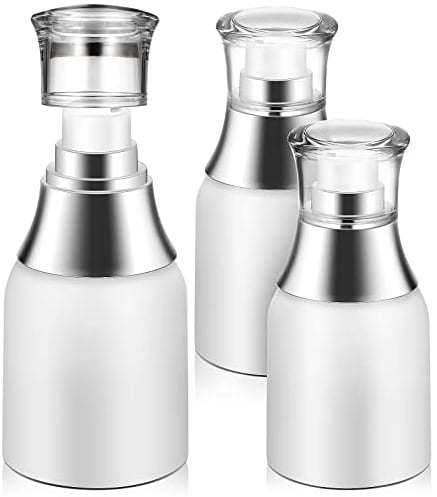 Beavorty 3 Pcs Airless Pump Bottles Acrylic Airless Pump Vacuum Bottles Cosmetic Refillable Airless Travel Lotion Jar With Lid for Thick Moisturizer,Skincare Cream 30ml