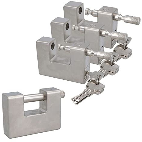 95mm Heavy Duty Padlock Lock for Steel Shutters Warehouse Containers 5 Keys 4pk