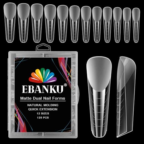 EBANKU 120PCS Unghie Finte Nail System Dual Nail Form Matte Stiletto Sistema per Unghie Strumenti per Manicure per Unghie con Scala Graduata