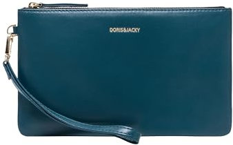 Doris&Jacky DORIS&JACKY Ziegenleder Wristlet Clutch Brieftasche Nette Kleine Beutel Tasche Mit Gurt, Blau-2