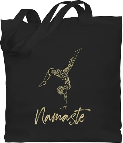Shirtracer Baumwolltasche - Taschen - Namaste Yoga Handstand Mandala Meditation - Unisize - Schwarz - joga jutebeutel geschenke tasche fans für alles