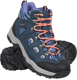 Mountain Warehouse Adventurer Womens Printed Waterproof Boots - Synthetic Upper, Mesh Lined with Heel & Toe Bumpers - Best for Spring Summer, Hiking & Outdoors Navy (Printed) Adult Shoe Size 8.5