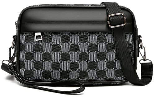 Vohoney Herren-Schultertaschen Umhängetasche Herrentasche PU Crossbody Bag Handtasche Tasche Wasserdicht Vintage Umhängen Messenger Bag Shoulder Handgelenktasche Geschenk