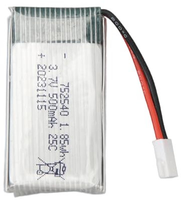 RiToEasysports RC Lithium Battery,3.7V 500mAh 25C RC Lithium Battery 752540 Polymer Lithium Ion Battery with XH2.54 Plug for X5C Drone Aircraft Accessories