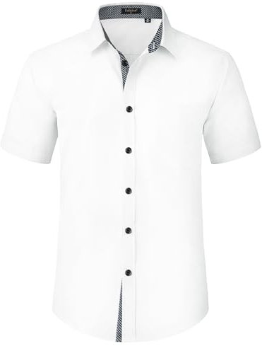 Enlision Men's White Dress Shirts Short Sleeve Regular Fit Casual Formal Shirt Button Up Business Shirts XXL