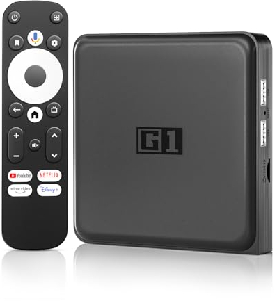 Kinhank Android TV Box G1, 4K AUTO HDR Smart Box Android TV 14 Kompatibel mit Google | Netflix 4K | Dolby Vision-Digtal Plus,4GB RAM 32GB ROM,WIFI 6,BT 5.0,AV1,Android Box mit Ethernet Sprachassistent