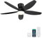 Surtime - Ventiladores de techo de 42 pulgadas con luces, ventilador de techo de perfil bajo con luz y control remoto/aplicación, montaje empotrado, reversible de CC, ventiladores de techo negros