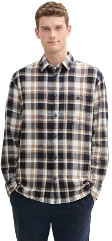 TOM TAILOR Herren Comfort Fit Hemd im Karomuster, 36682 - Parasol Brown Twill Check, XXXL