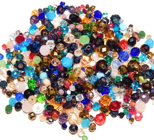 Böhmische Kristallperlen Glasperlen CZ Tschechische Glasschliffperlen 250 Stück Gemischte Größen Farbenmix Perlenset (Gemischt)