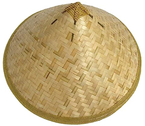 COSSIKA Strohhut, orientalischer Bambushut für Damen und Herren, Sonnenschutz, konischer Hut, atmungsaktiv, breitkrempig, aus Bambus gewebt, Cosplay Coolies