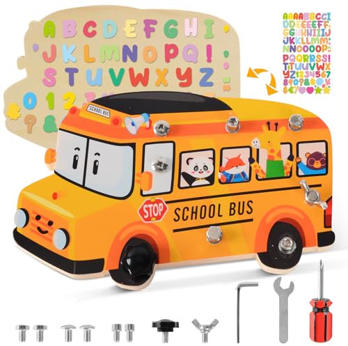 Montessori Toys for 3+ Year Olds, Wooden Toys Montessori Screw Board Toys with Screwdriver Tools, Fine Motor Skills Toys for Boys Girls, Preschool Toys Educational Toys Sensory Boards for Toddlers