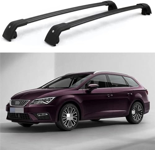 YIANKWY (2Stk) Dachgepäckträger Dachträger für Seat Leon ST 5 Türer Kombi 2017 2018 2019 2020 2021 2022 2023 2024 Aluminium Dachträger Querstangen Gepäckträger,B