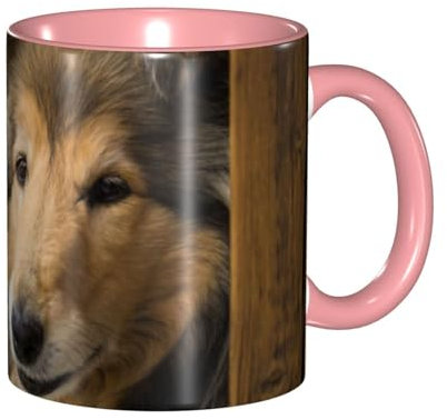 Becher, bedruckte Kaffeetasse, Keramiktasse, Kaffeetasse, Teetasse für Küche, Restaurant, Büro,Langhaarcollie, Lassie-Hunde, große, flauschige Hunde, Haustiere