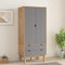 Willood Kleiderschrank OTTA Braun&Grau 76 5x53x172 cm Massivholz Kiefer Geeignet für Schlafzimmer Kleiderschrank mit Schubladen