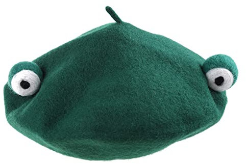 SUCHUANGUANG Japanische Baskenmütze für Damen, grün, für die Augen, Winter, warme Kunstwolle, Künstler, Maler, Osplay-Mütze, grün