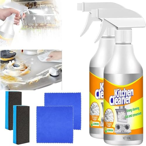 Kitchen Foam Cleaner,Multi-Purpose Foam Cleaner,Powerful Stain Removing Foam Cleaner,All Purpose Foam Cleaner,Kitchen Bubble Cleaner Spray,for Kitchen Pots and Pan Removing Stain (2 Pcs)