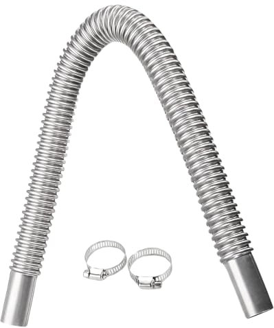 VOBOR Tubo de Ventilación del Calentador de Coche, Tubo de escape de 60 cm de Acero Inoxidable, Tubería para Calefactor de Estacionamiento con 2 Abrazaderas, Manguera de Ventilación de Gas Diésel