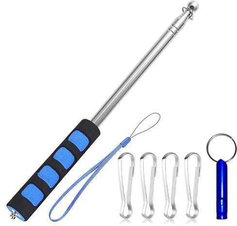 Dantolo Palo Telescopico per Bandiera, Asta per Bandiera,Palo Telescopico, Asta Telescopica per travel, attività all'aperto, lesson, allenamento (Blu)