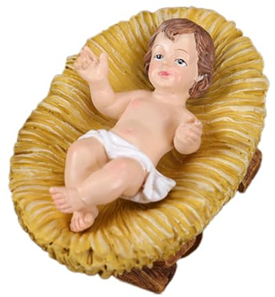 ZHUMCCY Jesuskind In Der Krippe, Krippe Figuren Harzstatue Krippenstatue Aus Kunstharz Jesuskind Statue Krippen Desktop Dekoration Für Weihnachten Innendekoration