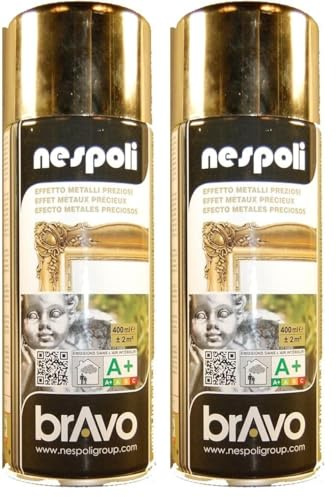 NESPOLI Aérosol peinture professionnelle effet chromé or 400 ml (Lot de 2)