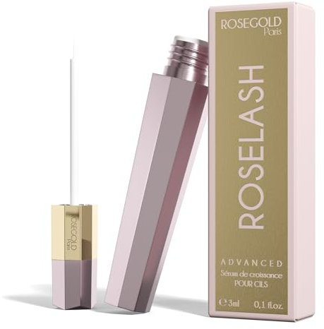 ROSEGOLD ROSELASH Advanced Sérum de Croissance Cils Plus Pleins, Longs et Épais - 95% Naturel Fabriqué en France - Sans Hormones Sans Parfum - Vegan