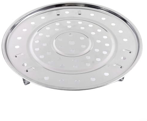 Griglia per cottura a vapore in acciaio inox con piedini staccabili, colore argento, diametro da 18 cm a 30 cm, altezza 5 cm, per cucina e casa (20 cm)