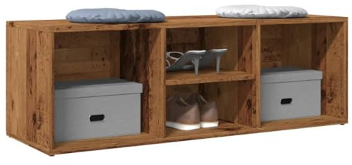 Xichuzi Schuhbank Altholz-Optik 105x35x35 cm Holzwerkstoff, Sitzbank Flur, Schuhregal Mit Sitzfläche, Schuhschrank Mit Sitzbank, Garderobenbank - 856410