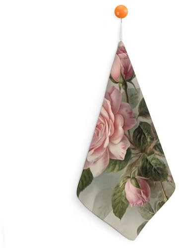 Handtücher mit Vintage-Rosenmotiv, 1 Stück, weiches Handtuch aus superfeiner Faser, schnelltrocknendes Handtuch zum Duschen, sehr saugfähiges Badetuch, gemusterter Waschlappen, ideal für Hotels, Spas,