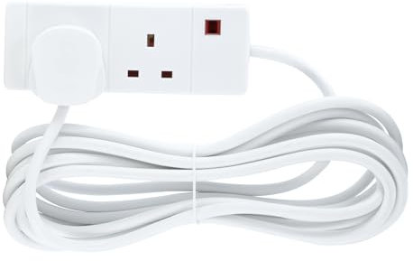 Status 2M Multi Plug Extension Lead, 2 Gang Extension Cable, White, 2 Socket Power Strip for Home Office School, 2WS2MCP20