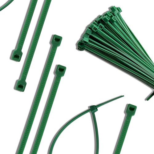 Evoges Lot de 100 serre-câbles verts 2,5 x 200 mm | Attaches en nylon très résistantes | Résistance à la traction de 8 kg | Attaches durables de fils et de cordons