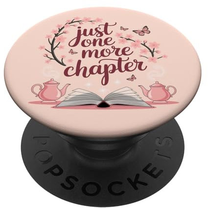 Just One More Chapter Book Lover Bookish Reading Light Pink PopSockets Klebender PopGrip