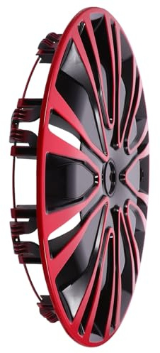 Enjoliveurs de Moyeu de Roue pour Voiture 15 Pouces, PP | Enjoliveurs 15 Pouces, Style Bk Rouge et Noir, Pose Facile, Universels