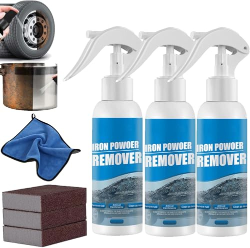 Iron Powder Remover, Ouhoe Auto-Rostentfernungsspray, Car Rust Removal Spray, Rostentferner Sprayer Rost Entferner Reinigungsspray, Rostentferner für Metall/Fahrrad/Auto/Fahrradkette (3pcs-30ml)