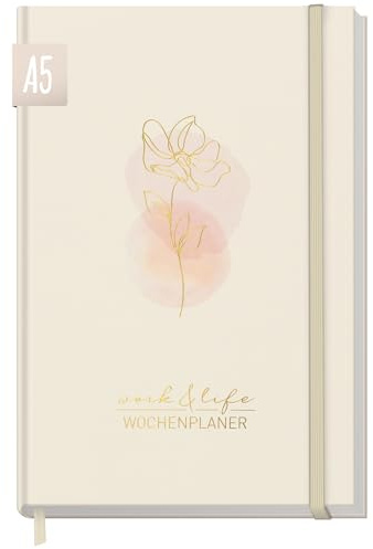 paper&you® Work & Life Wochenplaner ohne Datum A5 Soft Flower undatierter Kalender zur Achtsamkeit & Selbstorganisation, Planer undatiert, Dankbarkeitstagebuch - nachhaltig & klimafreundlich