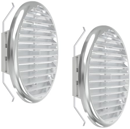 Plikc - Griglia aerazione tonda in ABS con rete anti insetti - MADE IN ITALY (Cromo 125/160mm. - 2 Pezzi)