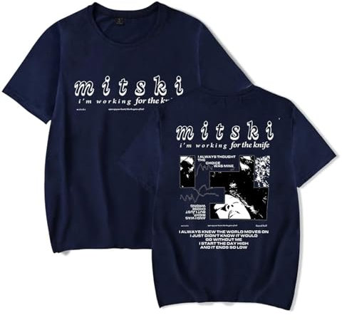 OUHZNUX Mitski T-Shirt Unisex Mode Casual T Shirt Crew Neck Kurzarm Streetwear Männer Frauen Sommer Tops XXS-4XL-Navy Blue||4X_l