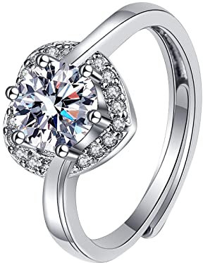 Diamant Ring Glänzend für Paar Freund Mädchen Partnerringe 925 Sterling Silber Ringe Zirkonia Eheringe Antragsring Hochzeitsringe Verlobungsring Eheringe für Freund und Freundin Ring Schmuck