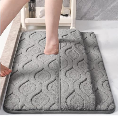 Woplagyreat Tappeto Bagno Antiscivolo Tappeti Assorbente Tappetino Doccia Grigio Grande Lunghi Zerbino Ingresso Esterno Scendi Accessor Casa Wc 60x40cm