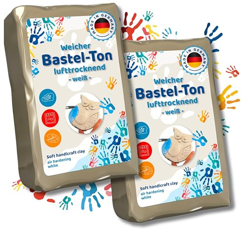 work'n'life Bastel-Ton 5 kg lufttrocknend – Modelliermasse ohne Brennen | Geschmeidiger Kinder- Ton für kreative Projekte – leicht formbar und nach dem Trocknen bemalbar.