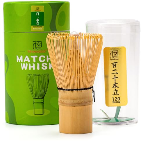 TEANAGOO 120-Zinken-Matcha-Besen, Bambus-Chasen,traditionell japanisch | Natürlicher Bambus-Matcha-Besen, handgefertigtes Set für Matcha Latte, traditionelles Teezeremonie-Geschenkset
